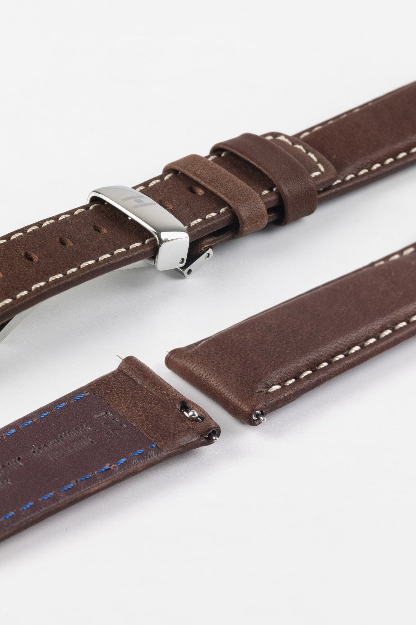 Hirsch MARINER Water-Resistant Leather Watch Strap in BROWN