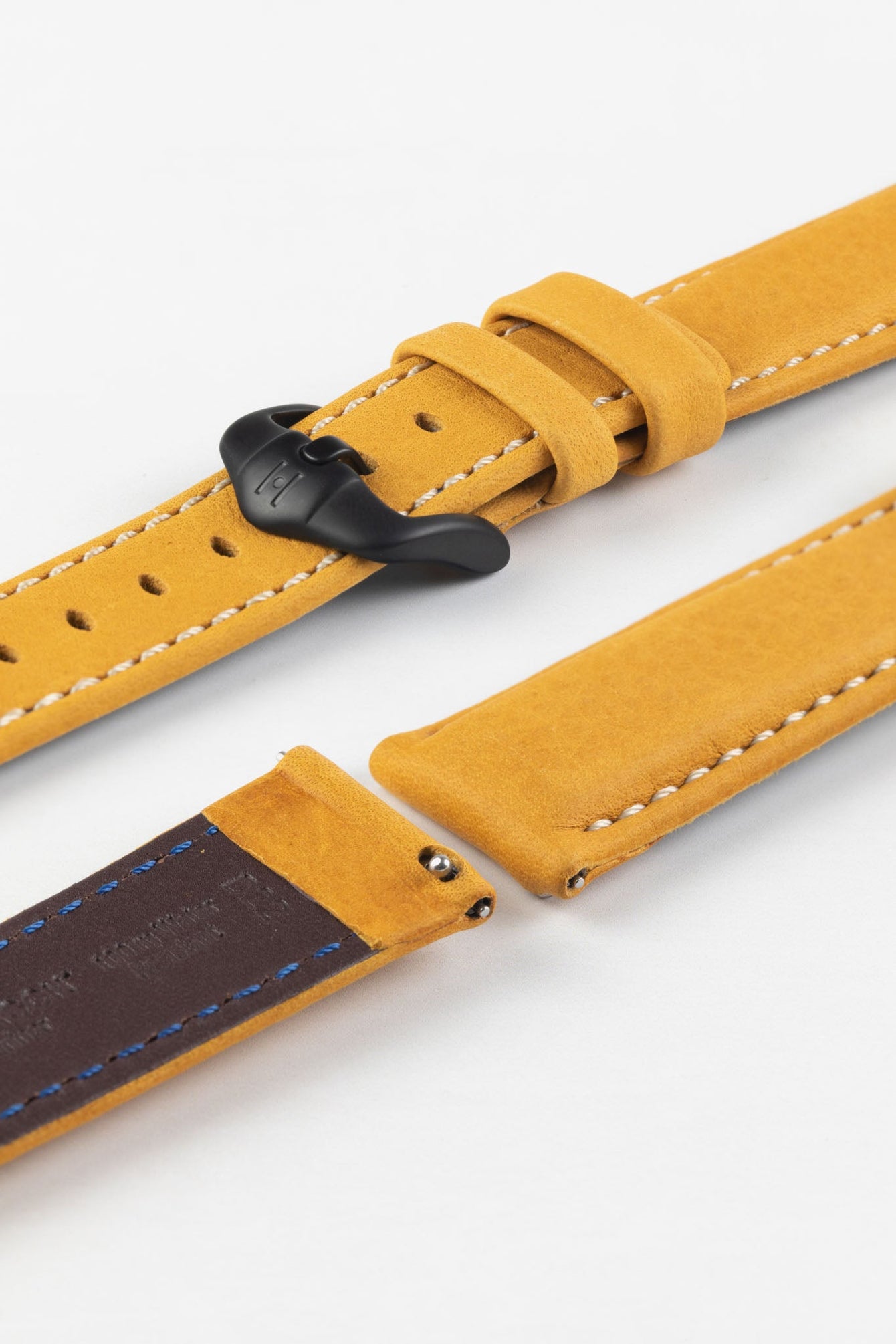 Hirsch MARINER Water-Resistant Leather Watch Strap in GOLD BROWN