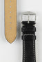 Hirsch MASSAI OSTRICH Leather Watch Strap in BLACK With WHITE Stitching