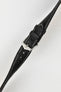 Hirsch MASSAI OSTRICH Leather Watch Strap in BLACK With WHITE Stitching