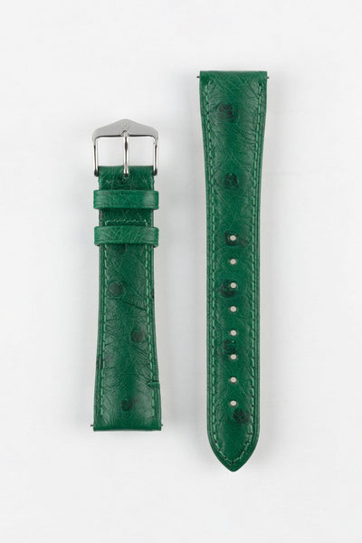 Hirsch MASSAI OSTRICH Leather Watch Strap in GREEN