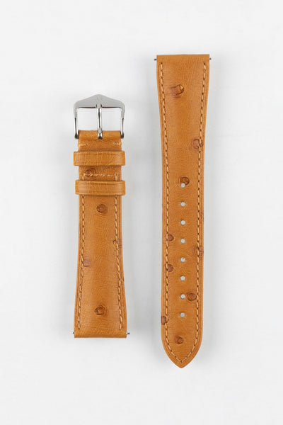 Hirsch MASSAI OSTRICH Leather Watch Strap in HONEY