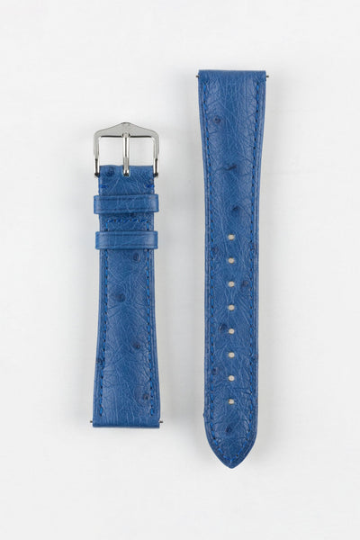 Hirsch MASSAI OSTRICH Leather Watch Strap in ROYAL BLUE