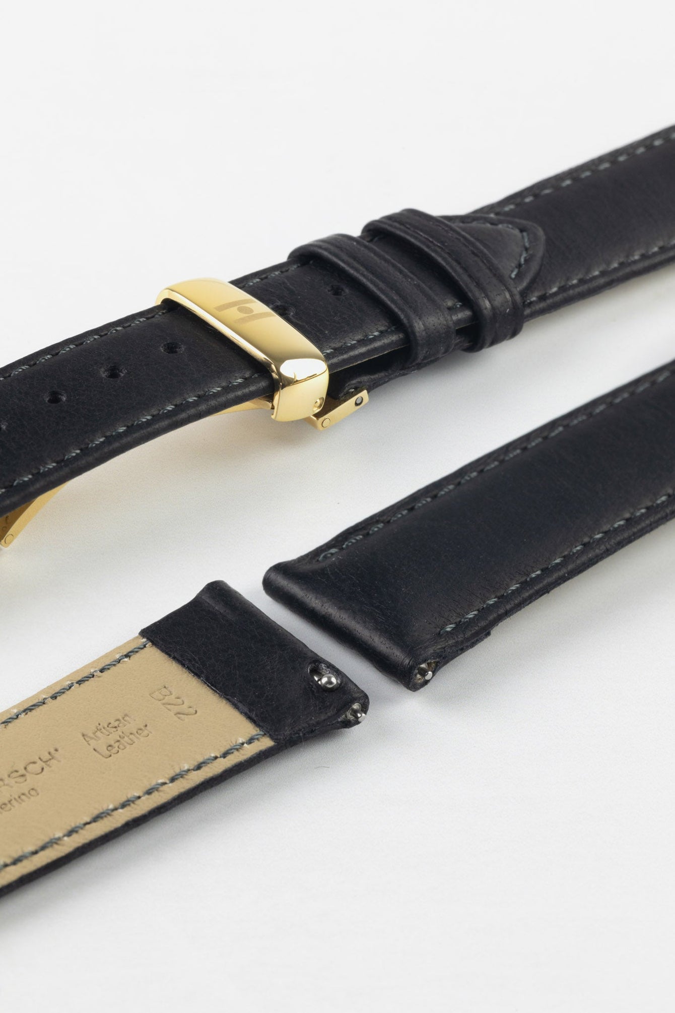 Hirsch MERINO Nappa Leather Watch Strap in BLACK