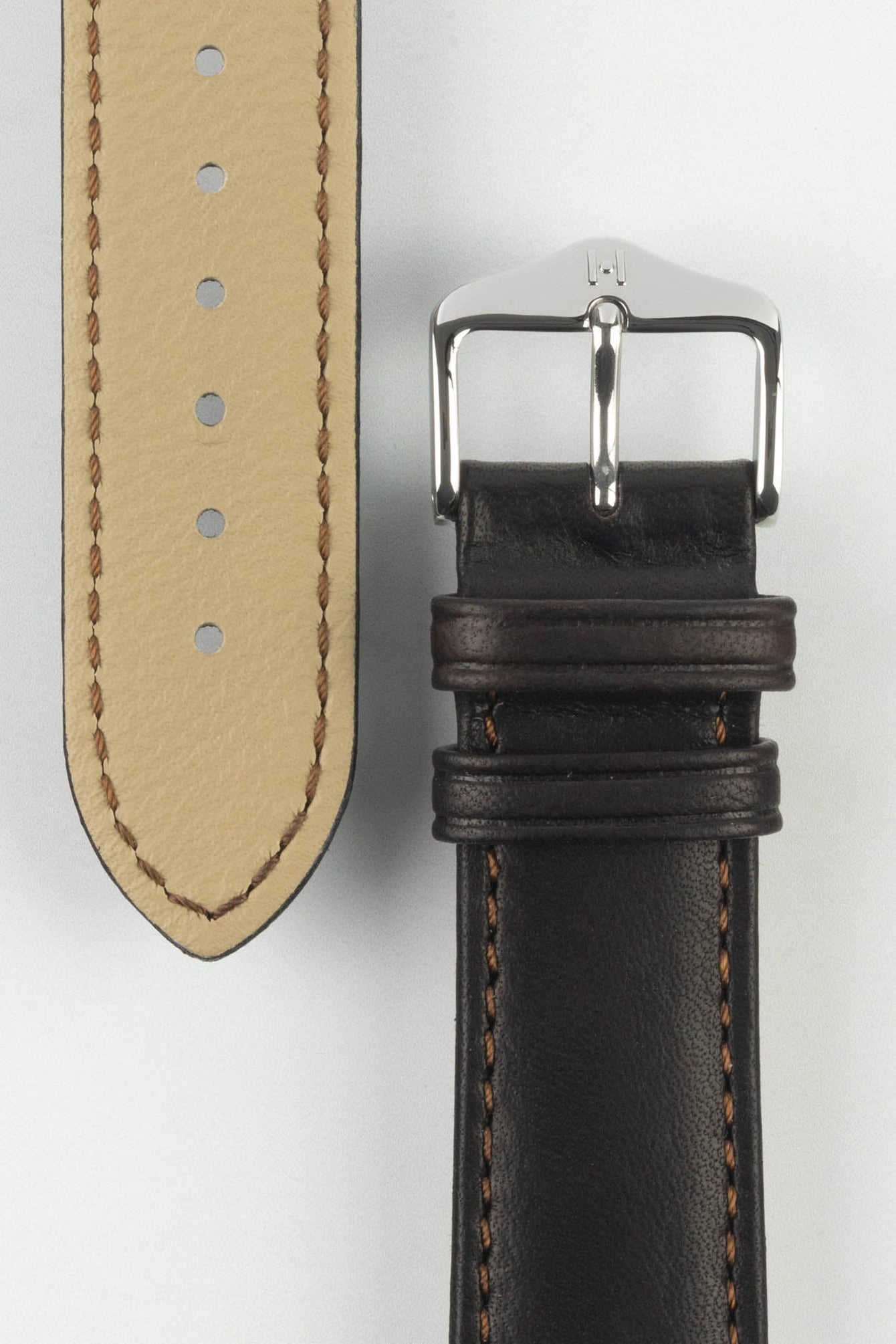 Hirsch MERINO Nappa Leather Watch Strap in BROWN