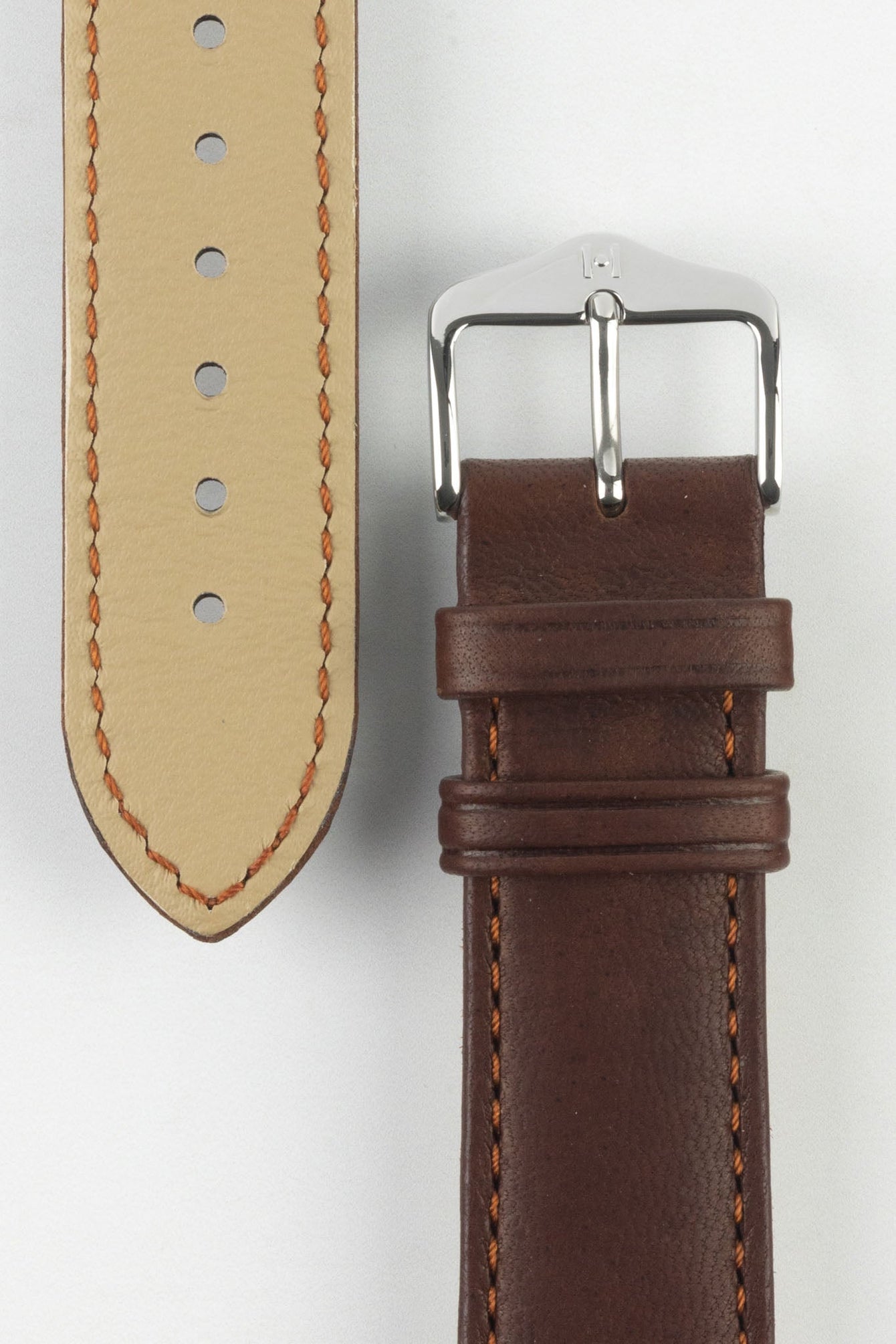 Hirsch MERINO Nappa Leather Watch Strap in GOLD BROWN