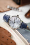 Hirsch MODENA Alligator Embossed Leather Watch Strap in BLUE