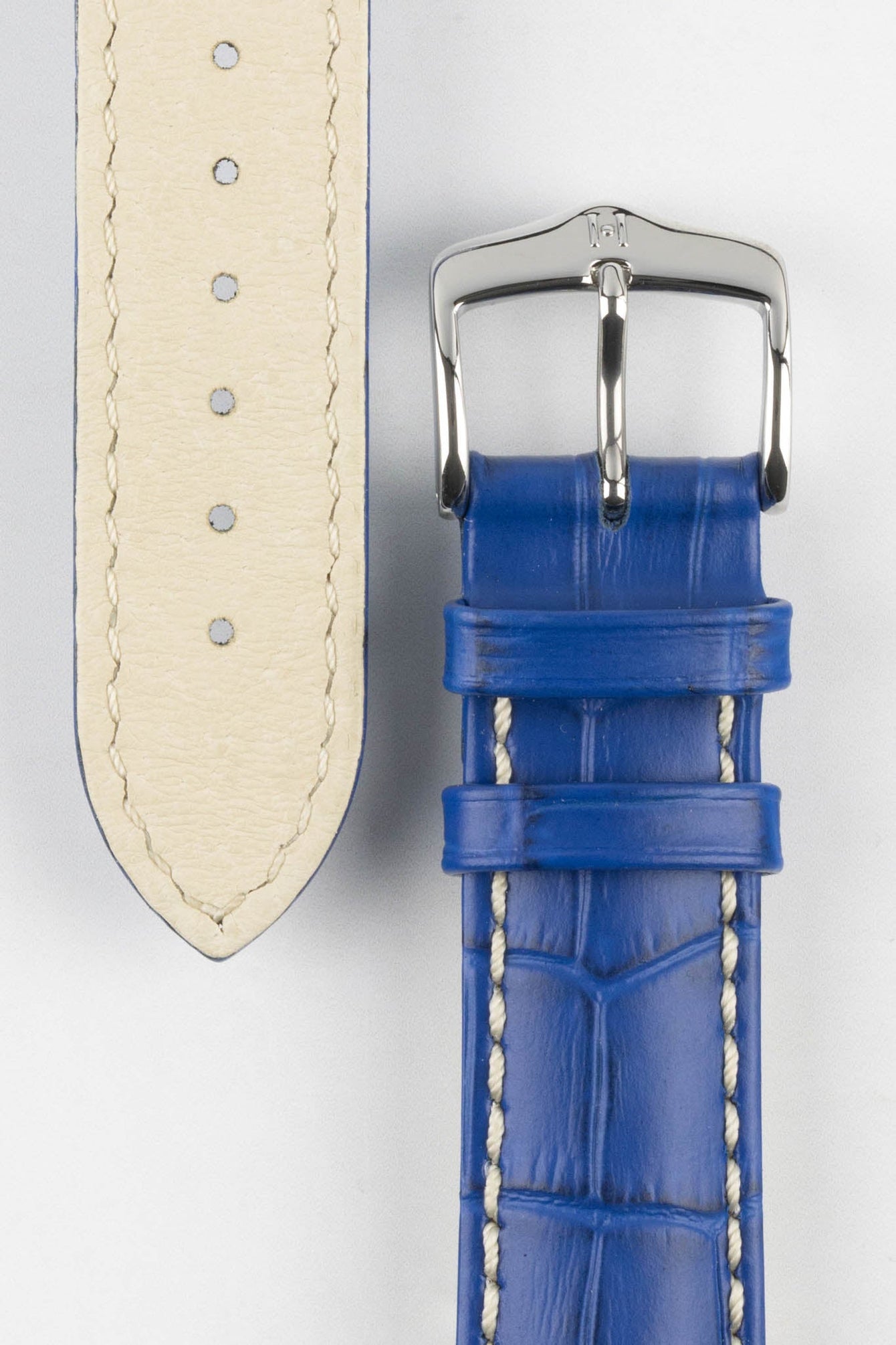 Hirsch MODENA Alligator Embossed Leather Watch Strap in ROYAL BLUE