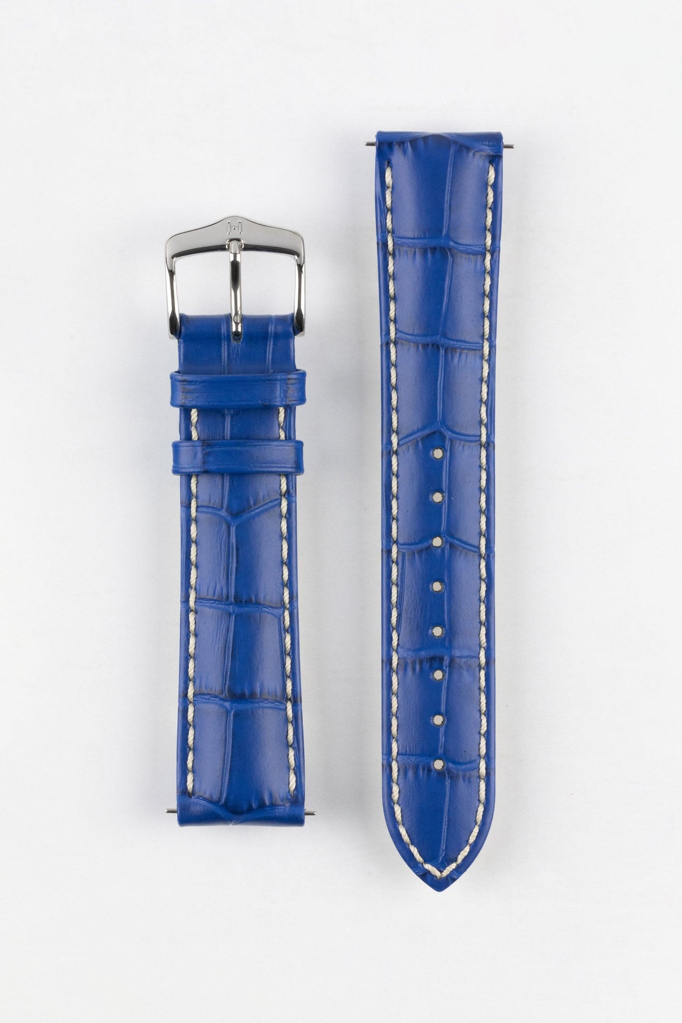 Hirsch MODENA Alligator Embossed Leather Watch Strap in ROYAL BLUE