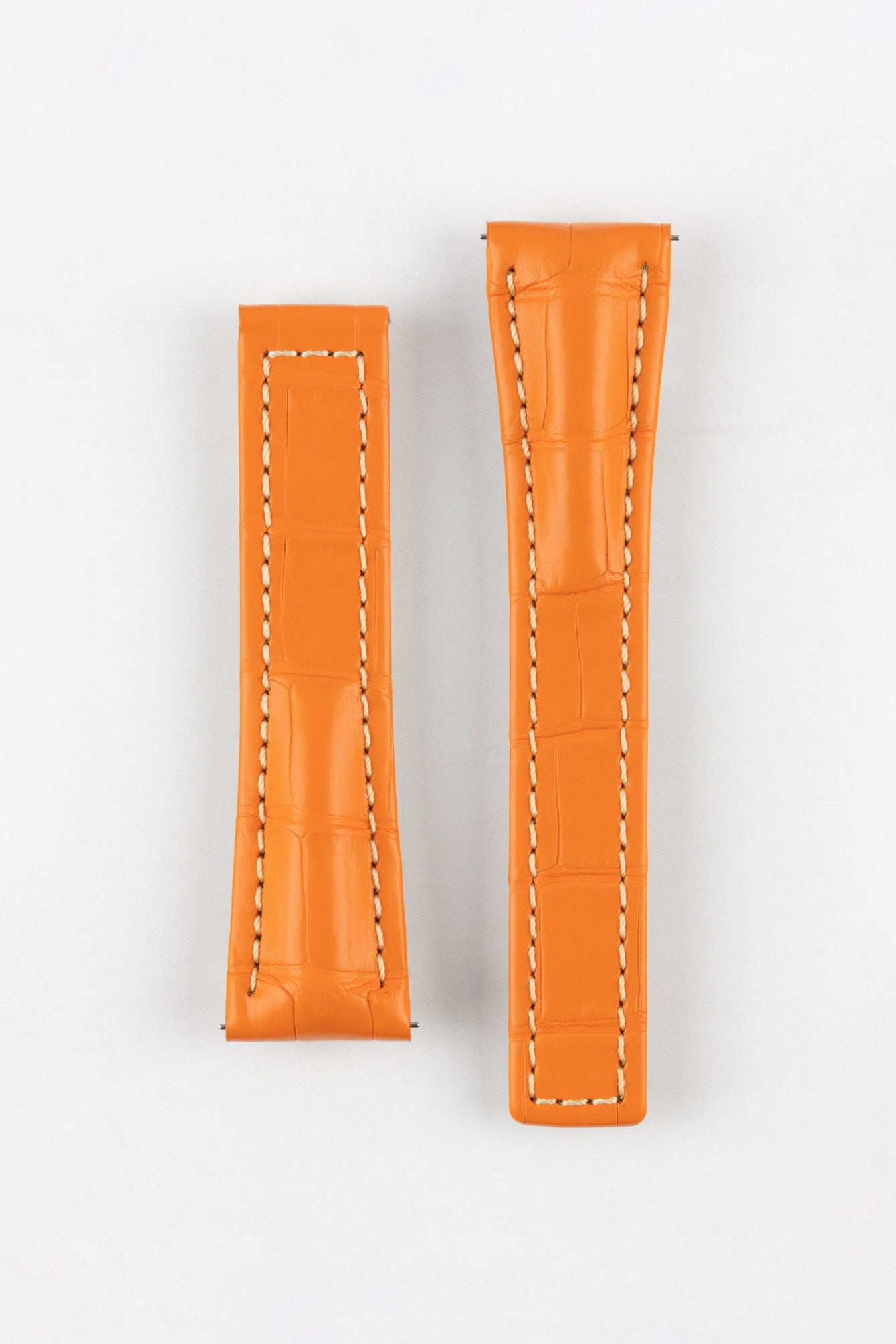 Hirsch NAVIGATOR Alligator Deployment Orange Leather Watch Strap