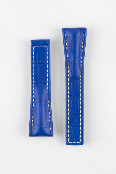 Hirsch NAVIGATOR Alligator Deployment Watch Strap in ROYAL BLUE