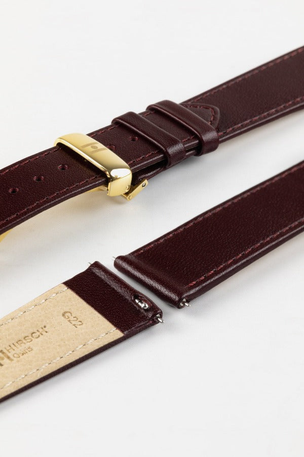 burgundy leather watch strap