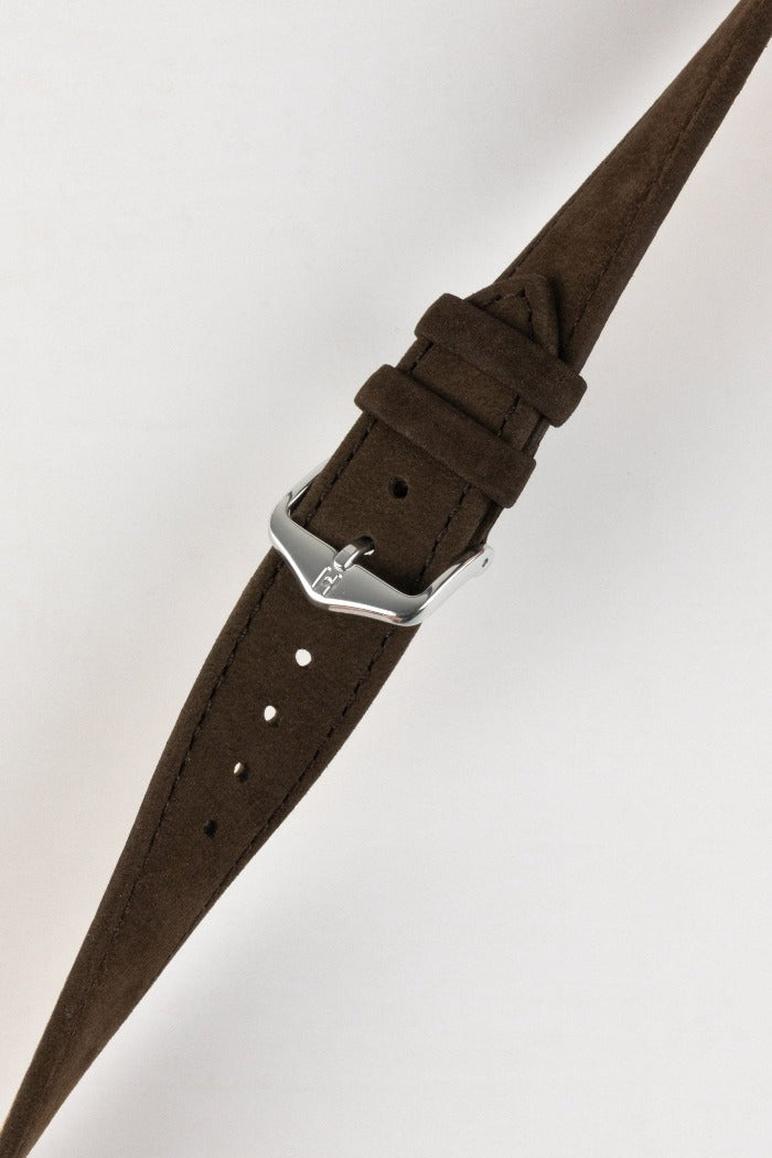 Hirsch OSIRIS Calf Leather with Nubuck Effect Watch Strap in BROWN