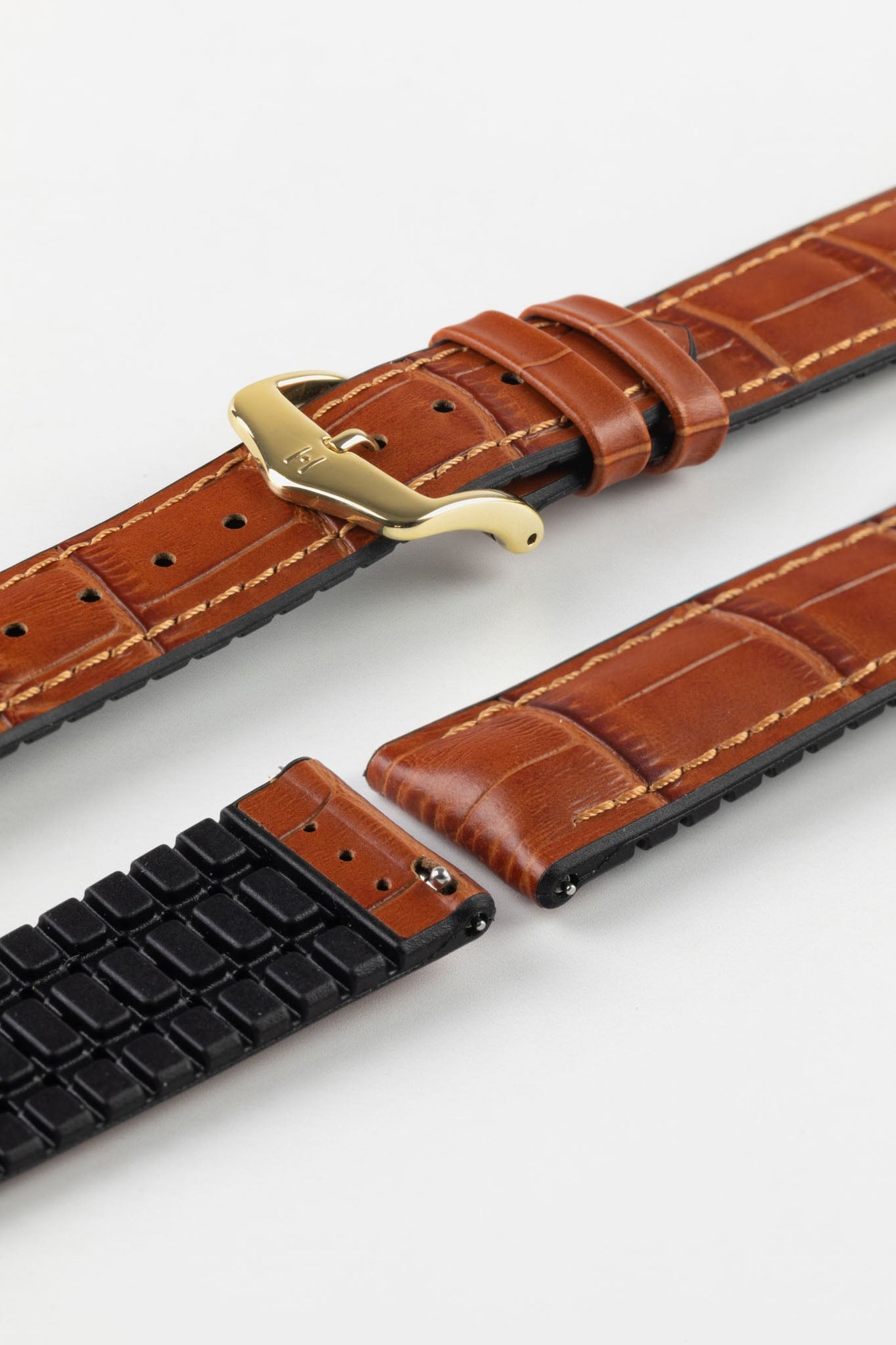 Hirsch PAUL Alligator Embossed Performance Watch Strap in HONEY