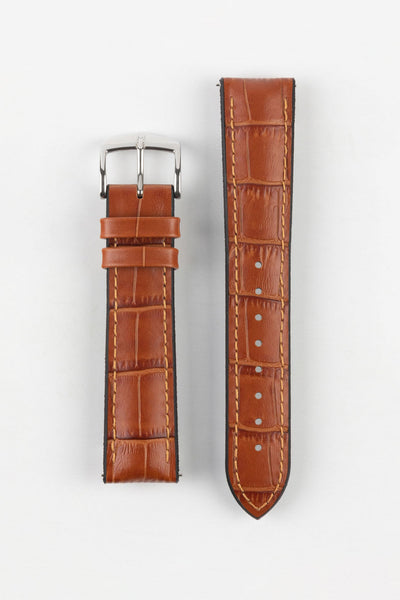 Hirsch PAUL Alligator Embossed Performance Watch Strap in HONEY