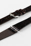 Hirsch PRESTIGE Shiny Genuine Crocodile Leather Watch Strap in BROWN