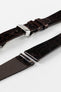 Hirsch PRESTIGE Shiny Genuine Crocodile Leather Watch Strap in BROWN