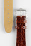 Hirsch PRESTIGE Shiny Genuine Crocodile Leather Watch Strap in GOLD BROWN