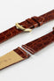 Hirsch PRESTIGE Shiny Genuine Crocodile Leather Watch Strap in GOLD BROWN