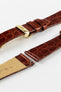 Hirsch PRESTIGE Shiny Genuine Crocodile Leather Watch Strap in GOLD BROWN