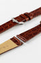 Hirsch PRESTIGE Shiny Genuine Crocodile Leather Watch Strap in GOLD BROWN