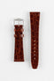 Hirsch PRESTIGE Shiny Genuine Crocodile Leather Watch Strap in GOLD BROWN