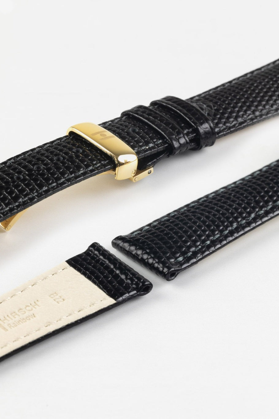 hirsch rainbow leather watch strap in black strap