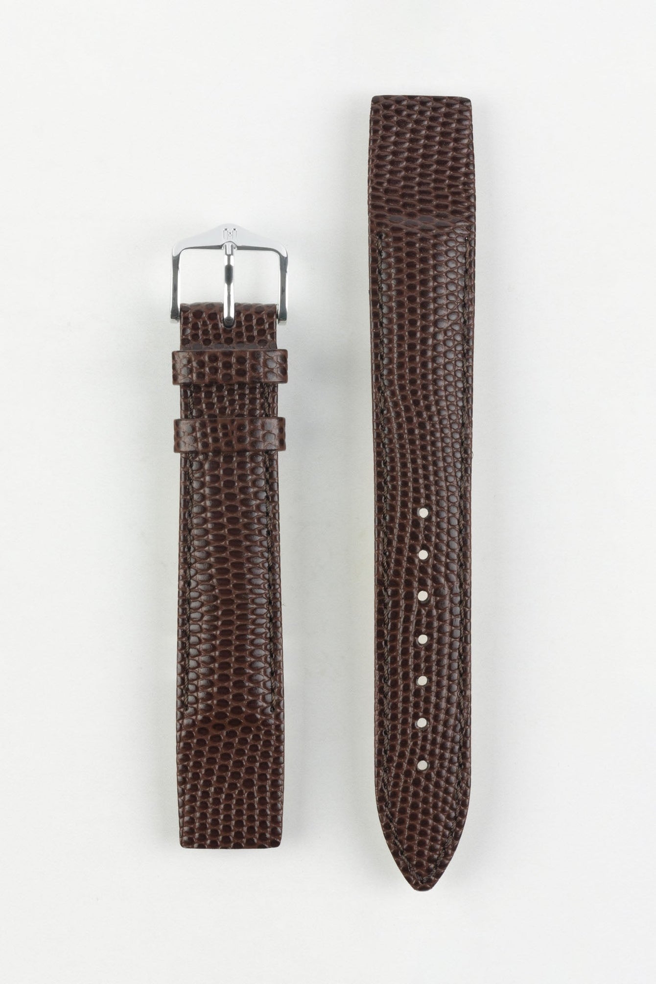 Hirsch RAINBOW Lizard Embossed Open Ended Watch Strap in BROWN