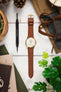 Hirsch RAINBOW Lizard Embossed Leather Watch Strap in GOLD BROWN