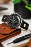 Hirsch RALLY Natural Leather Racing Watch Strap in BLACK