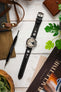 Hirsch RALLY Natural Leather Racing Watch Strap in BLACK & WHITE