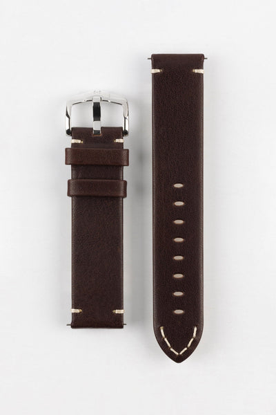 Hirsch RANGER Retro Leather Parallel Watch Strap in BROWN