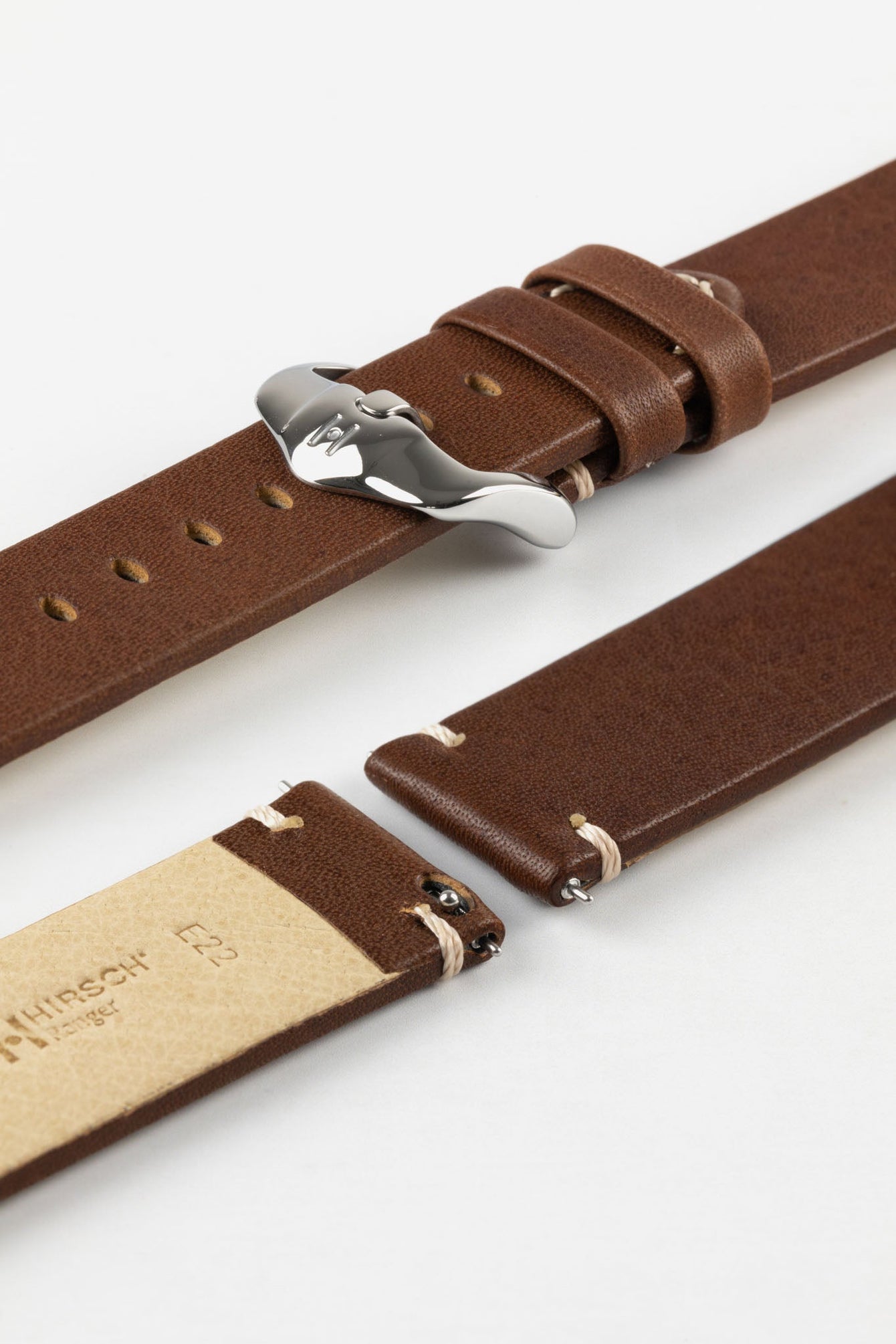 Hirsch RANGER Retro Leather Parallel Watch Strap in GOLD BROWN