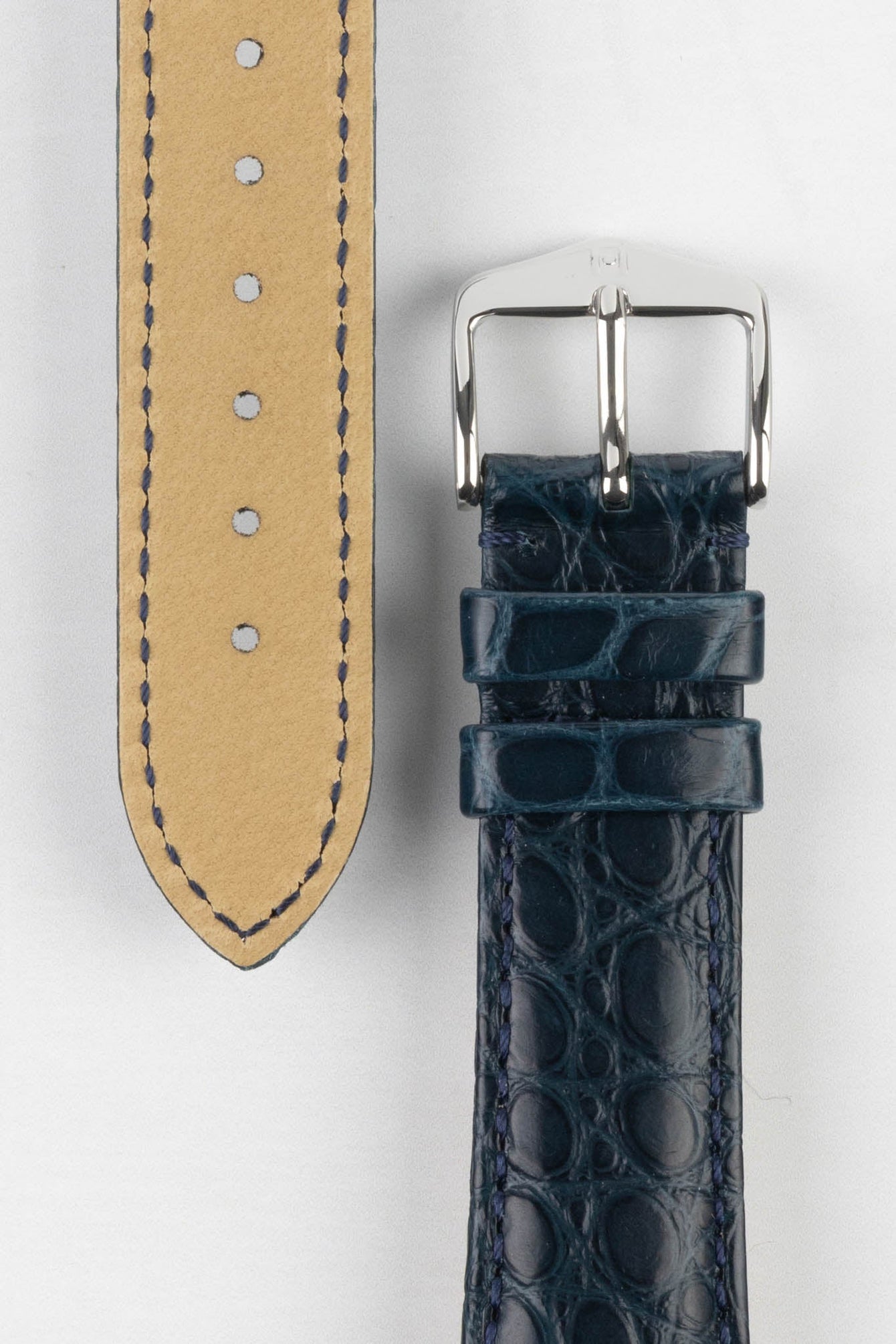 Hirsch REGENT Genuine Alligator Leather Watch Strap in BLUE