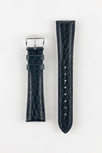 Hirsch REGENT Genuine Alligator Leather Watch Strap in BLUE