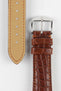 Hirsch REGENT Genuine Alligator Leather Watch Strap in GOLD BROWN