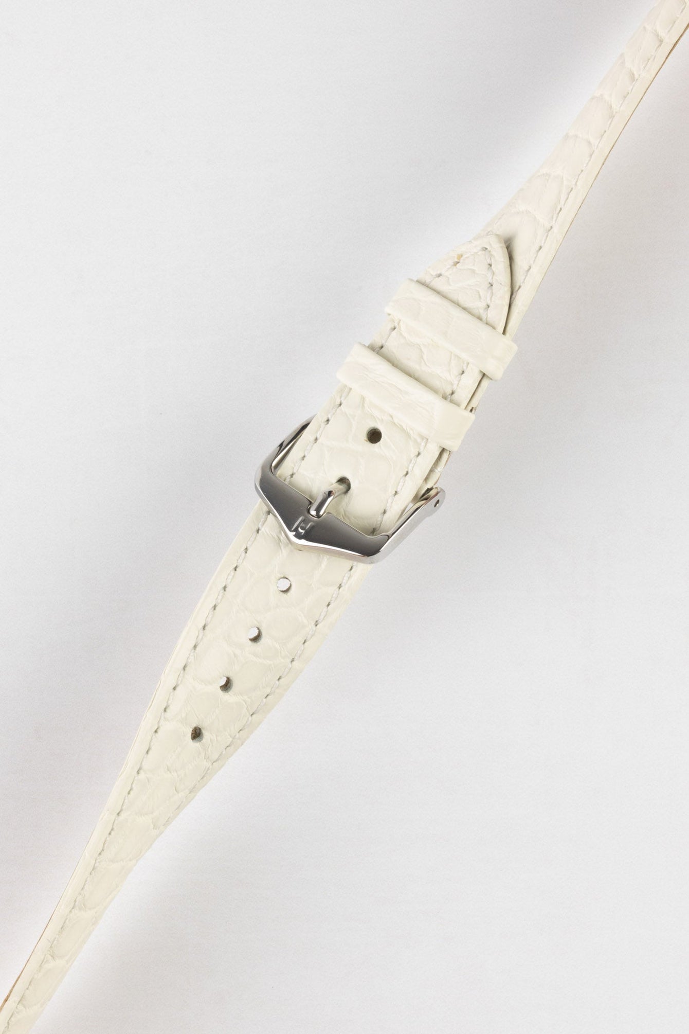 Hirsch REGENT Genuine Alligator Leather Watch Strap in WHITE