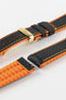 Hirsch Robby Sailcloth Effect Waterproof Performance Watch Strap in BLACK / ORANGE