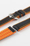 Hirsch Robby Sailcloth Effect Waterproof Performance Watch Strap in BLACK / ORANGE