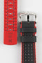 Hirsch ROBBY Sailcloth Effect Performance Watch Strap in BLACK / RED