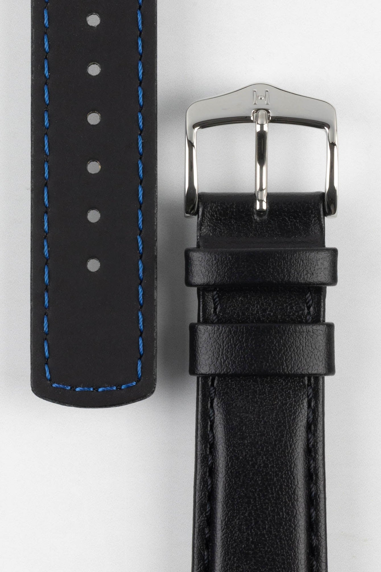 Hirsch RUNNER Water-Resistant Calf Leather Watch Strap in BLACK