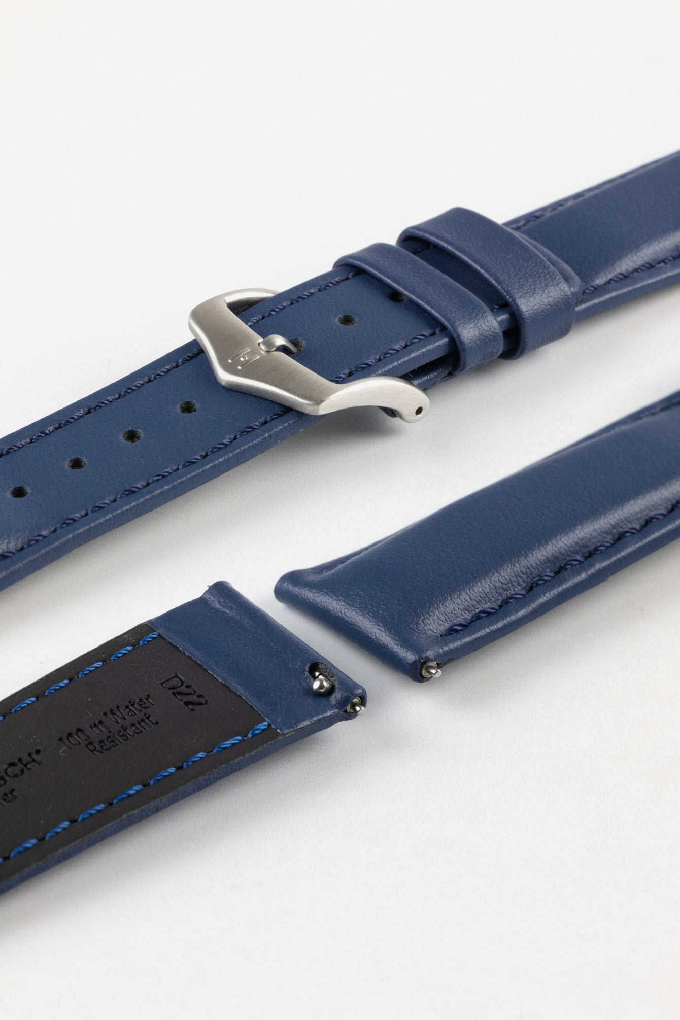 Hirsch RUNNER Water-Resistant Calf Leather Watch Strap in BLUE