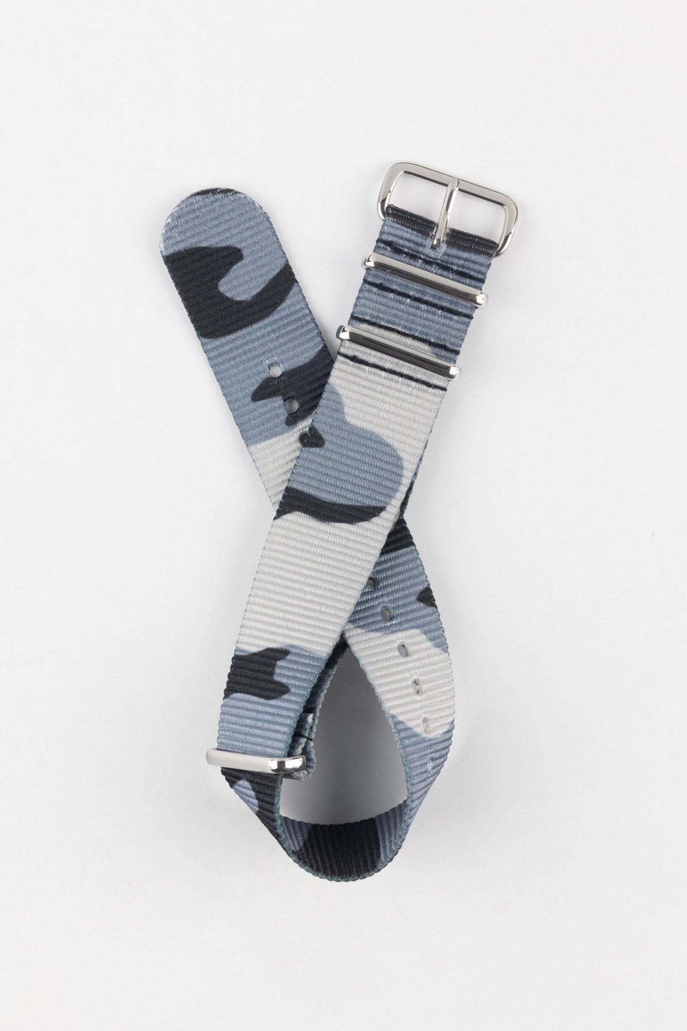 Hirsch RUSH Nylon One-Piece Watch Strap in GREY CAMOUFLAGE