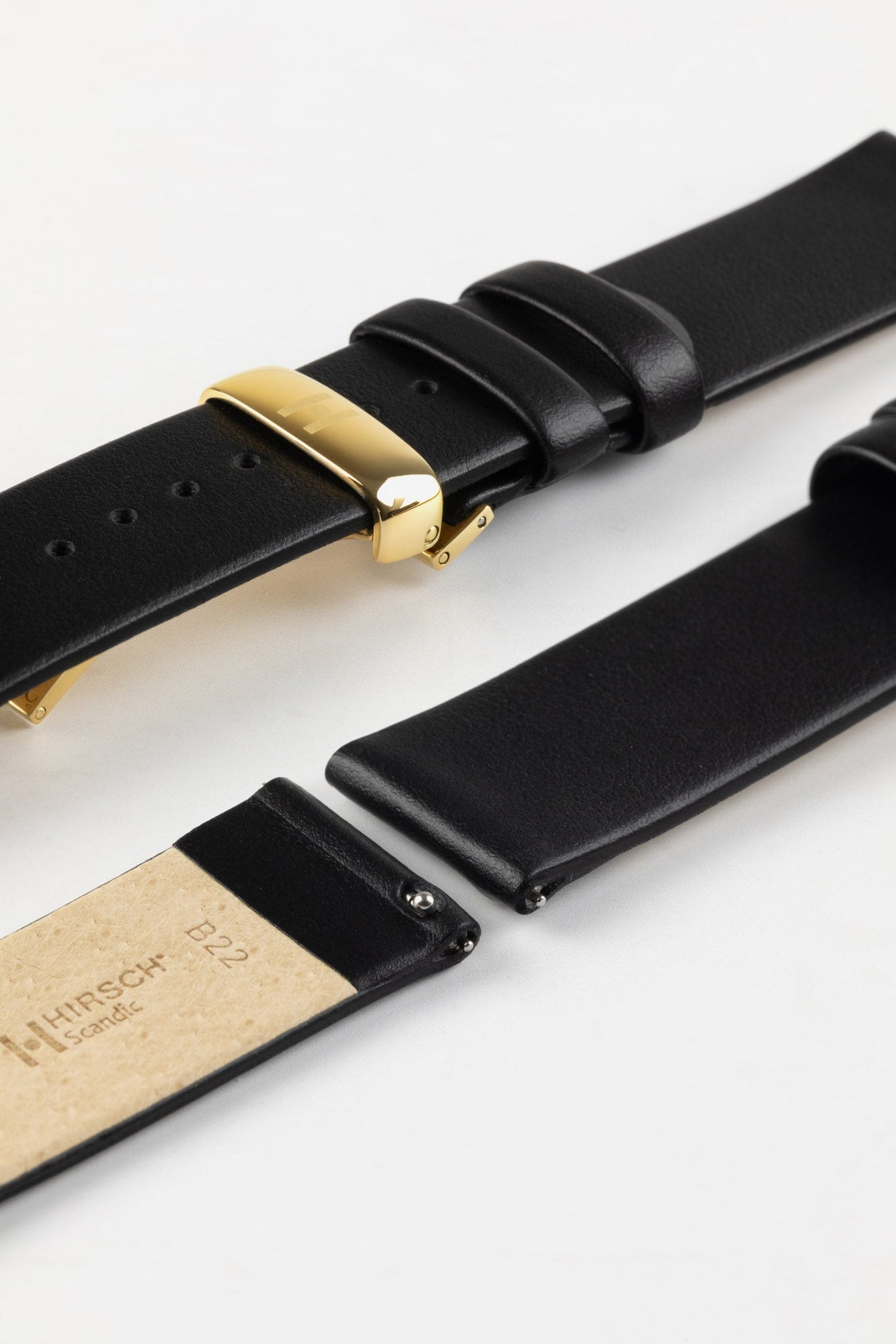 Hirsch SCANDIC Calf Leather Watch Strap in BLACK