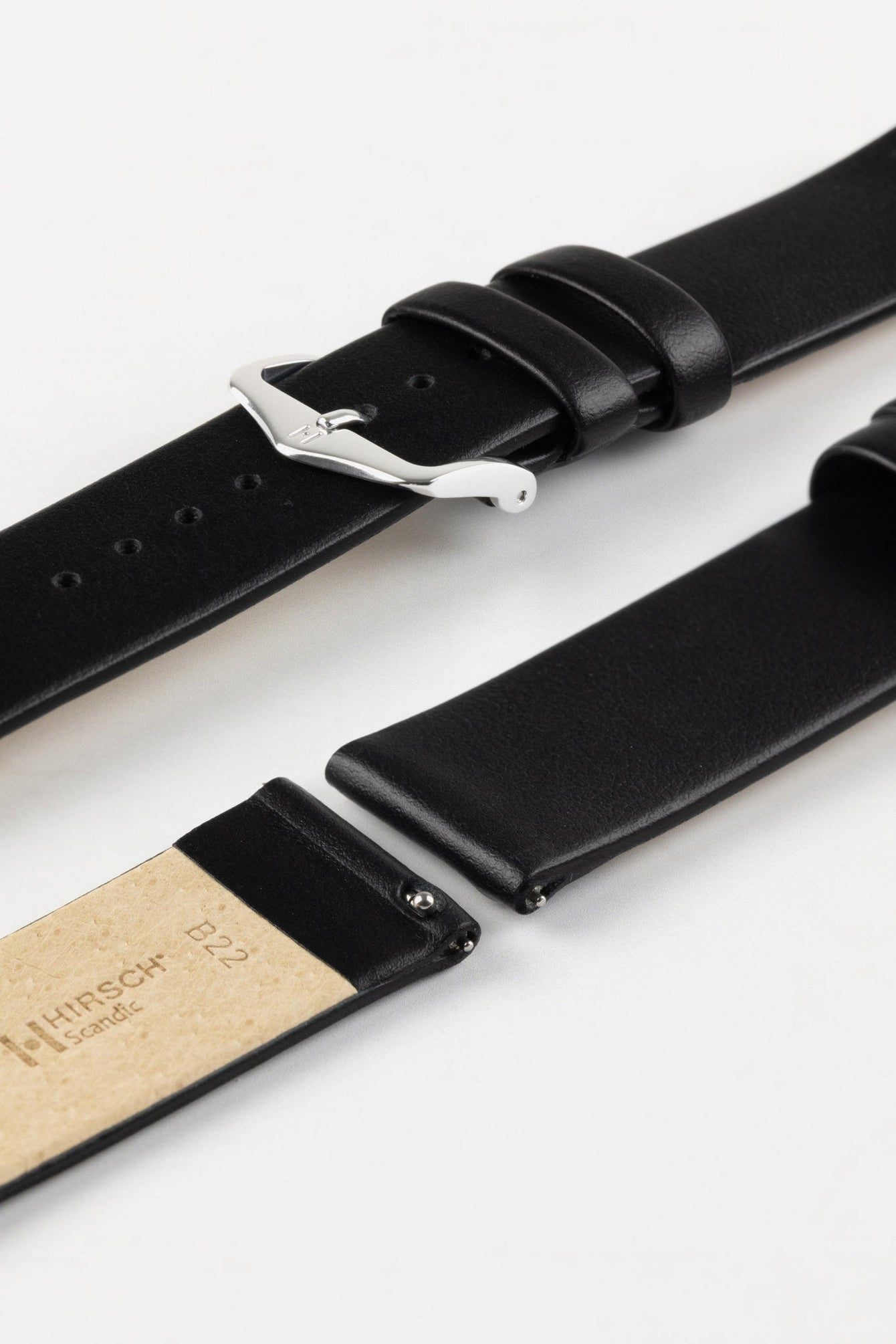 Hirsch SCANDIC Calf Leather Watch Strap in BLACK