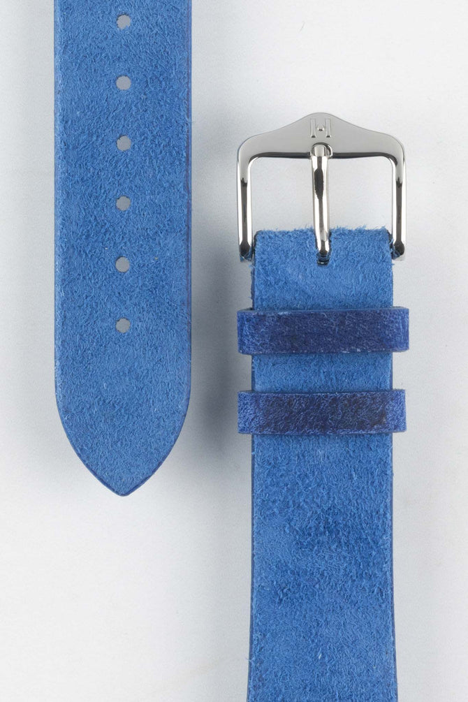 Hirsch SERRO Suede Watch Strap in BLUE