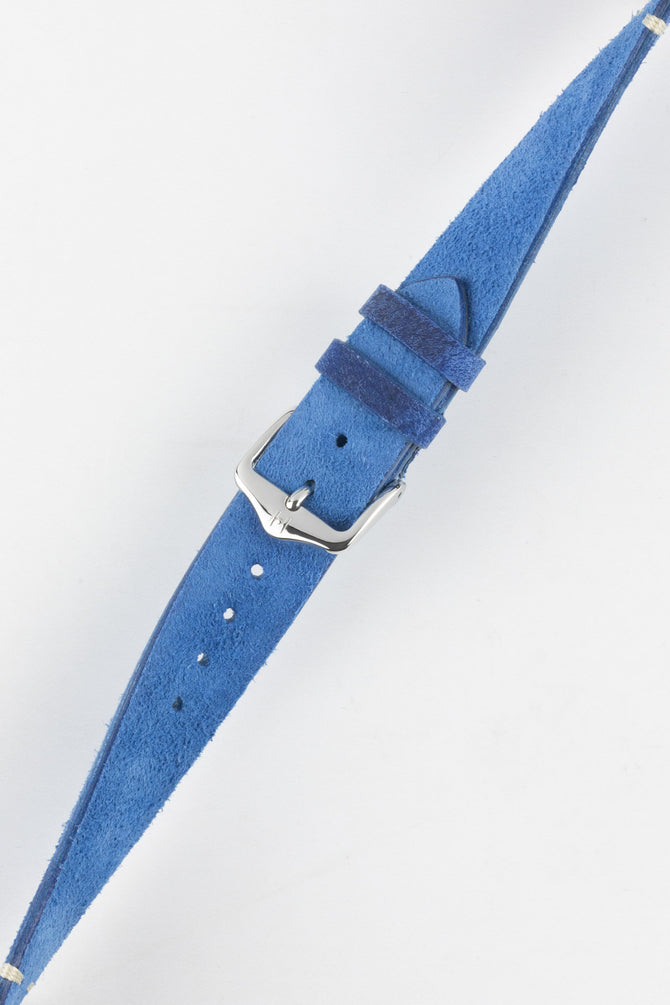 Hirsch SERRO Suede Watch Strap in BLUE