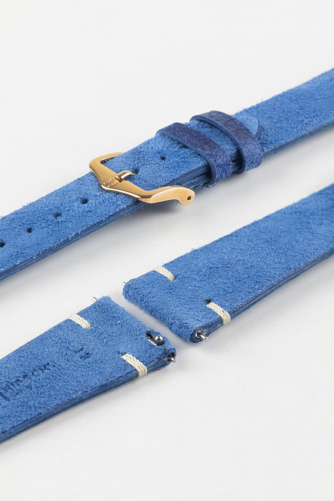 Hirsch SERRO Suede Watch Strap in BLUE