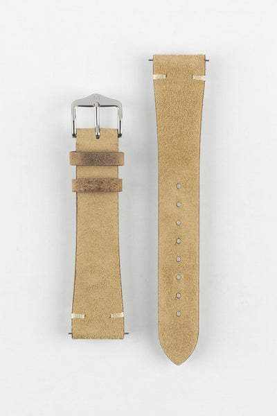 Hirsch SERRO Suede Watch Strap in Gold Brown