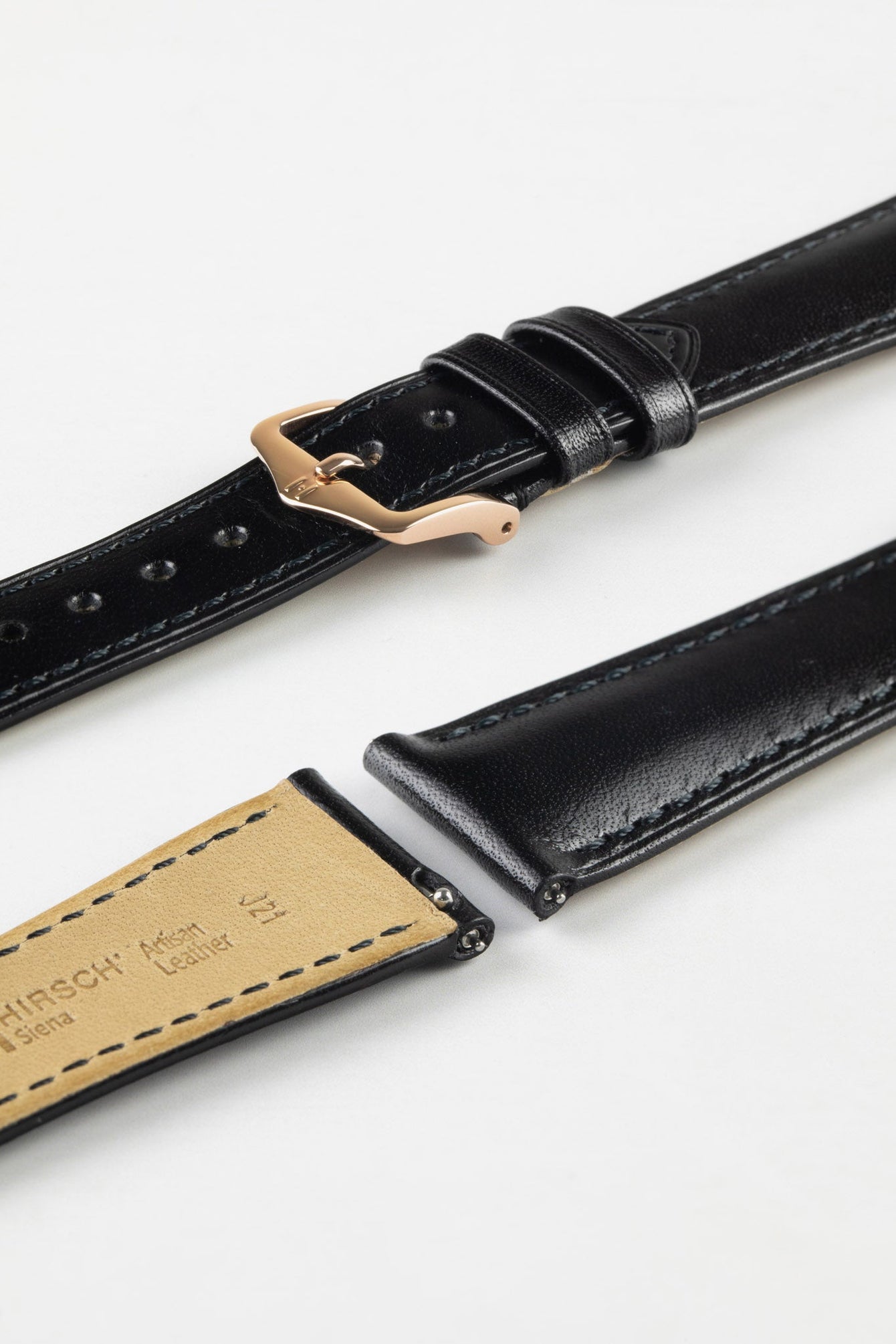 Hirsch SIENA Tuscan Leather Watch Strap in BLACK